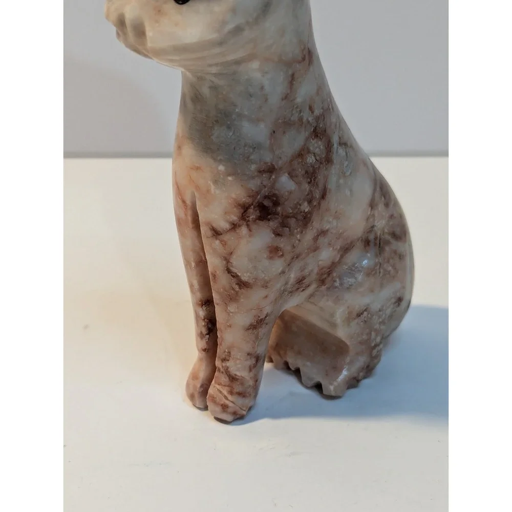 Vintage‎ pink marble cat sculpture